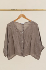 3/4 Sleeve Linen Jacket Top
