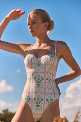 Underwire One-Piece Swimsuit Pink Trellis