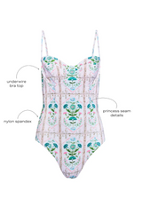 Underwire One-Piece Swimsuit Pink Trellis