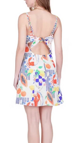 Bustier Tie Back Dress in Lobster Luau