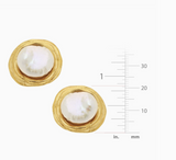 Gold Pearl Pierced Earrings
