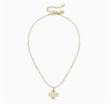 Gold Cross on Freshwater Pearl Necklace