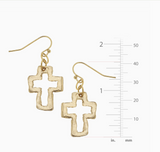 Gold Open Cross Earrings