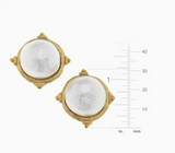 Gold and White Cabochon Earrings