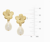 Poppy Flowers with Genuine Freshwater Pearl Earrings