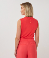 Sleeveless Sweater Top Basic Knit in Chili Red