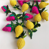 Iraca Woven Fruta & Leaf Bloom Stud Earrings - Large