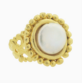 Handcast Gold Adjustable Ring with Genuine Freshwater Pearl