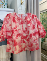 Twisted Cuff Top in Red Impression
