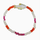 Simple Seed Bracelet Orange+Pink Fish