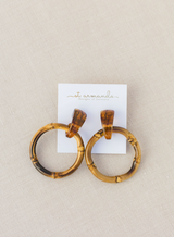 Dark Brown Bamboo Drop Earrings