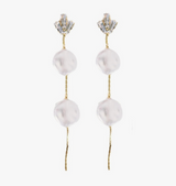 Pearl and Diamond Holiday Statement Drop Earrings
