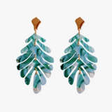 Green Petite Palm Drop Statement Earrings