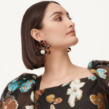 Rose Tortoise Crystal Lily Pierced Post Earrings