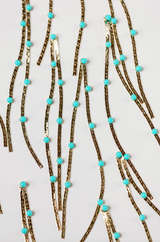 Turquoise Dotted Gold Duster Earrings