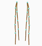 Turquoise Dotted Gold Duster Earrings