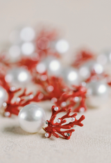 Pearl and Red Coral Mini Earrings