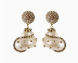 Rhinestone Wrapped White Shell Earrings