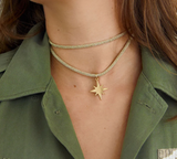 Star Compass Charm w/ Gold Lurex Necklace Cord