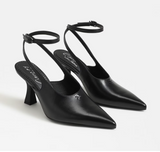 Tara Slingback Heel in Black Leather