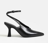 Tara Slingback Heel in Black Leather