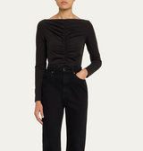 Ruched Long Sleeve Top in Black