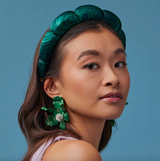 Leaf Green Crystal Lily Earrings