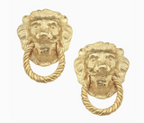 Handcast Gold Lion Head+Knocker Studs