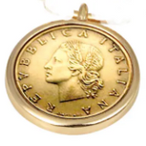 Goldtone 20 Lira Pendant Only