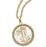 Selectively Gold-Layer Walking Liberty Half Dollar Pendant