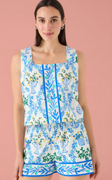 Brie Top in White Chinoiserie Garden
