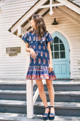 Addison Dress in Fall Floral Navy