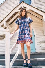 Addison Dress in Fall Floral Navy