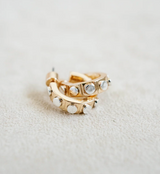 Gold with Silver Geometric Huggie Hoop