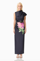 Azelie Asymmetrical Gown in Black