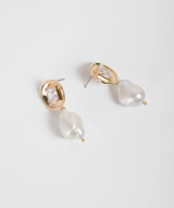 Hailey Gold Disc Pearl Drop Earrings