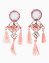 Tasseled Diamond Drop Gemstone Earrings