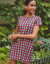 Ainslee Mini Dress in Midnight Gingham