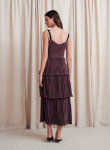 Darina Rainbow Metallic Pleat Midi Dress