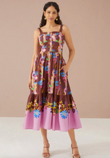 Gianna Dress in Prairie Floral Cinnamon Mauve