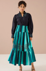 The Lindy Shirt in Black Opulent Floral Embroidery