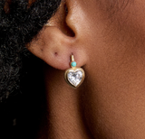 Bezel Heart Earrings with Turquoise