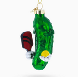 Pickle with Paddle Glass Ornament