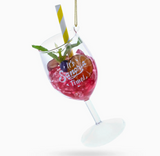 Sangria Iced Cocktail Drink with Straw Glass Ornament