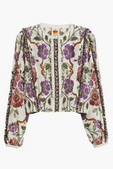 Rococo Flowers Cream Long Sleeve Blouse