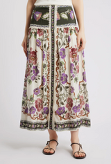 Rococo Flowers Cream Midi Skirt
