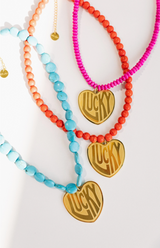 Lucky in Love Stone Necklace - Pink