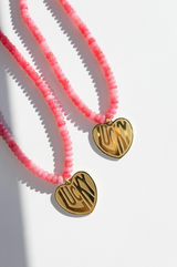 Lucky in Love Stone Necklace - Pink