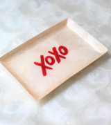 6" Capiz Rectangular Tray "Xoxo"