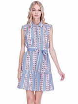 Front Placket Shirt Dress in Colonial Stripe